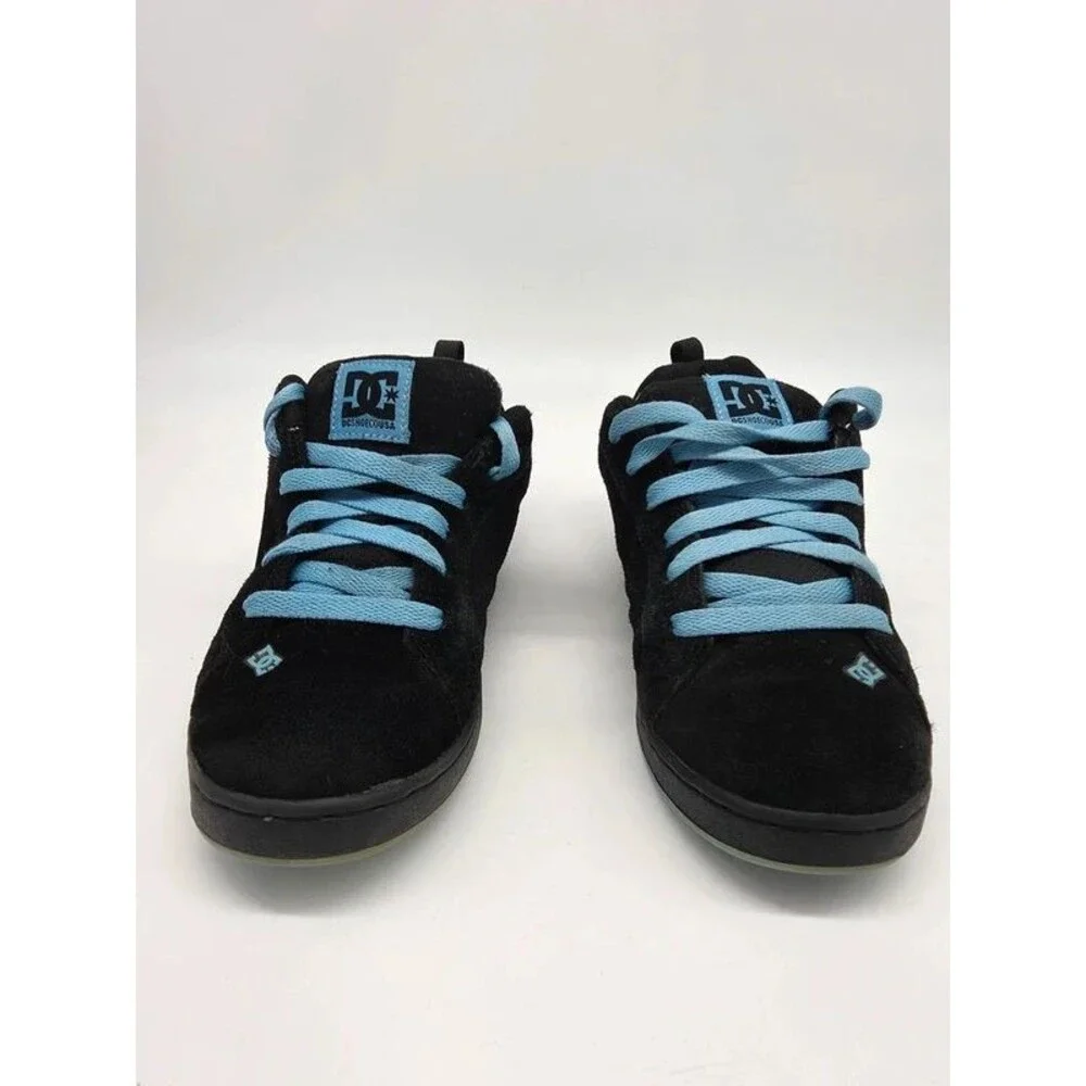 DC Shoes Court Graffik SE Womens 7.5 Black Suede Blue Hearts Y2K Chunky Skate 07